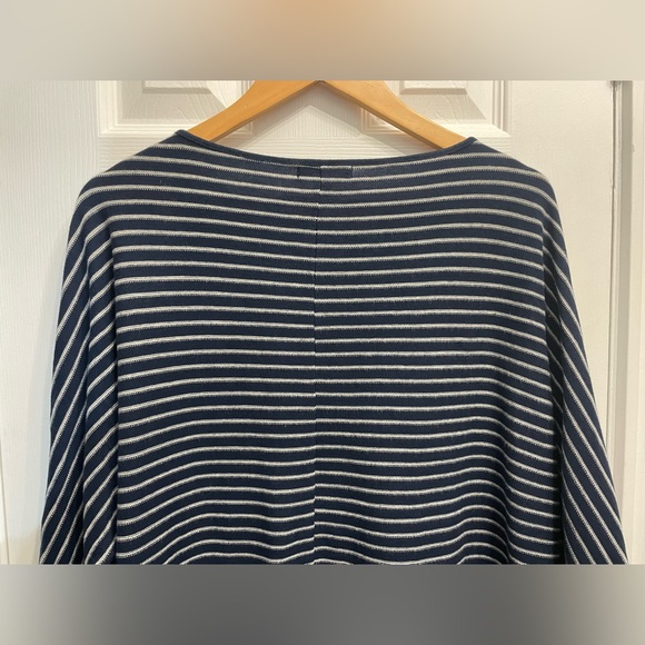 Chaps Women 3/4 Sleeve Blue & White Stripe Oversized Top Nautical Large - Picture 8 of 11